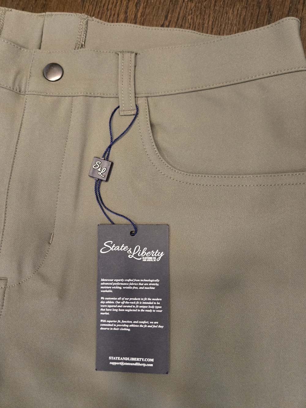 State And Liberty Men's Athletic Fit Tech Chinos In Olive Size 32